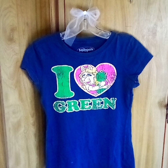 Kermit & Miss Piggy I<3 Green T - Picture 1 of 2